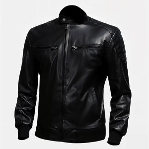 men’s black biker bomber leather jacket