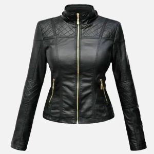 women’s black stylish leather jacket