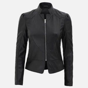 women’s black slim fit leather jacket