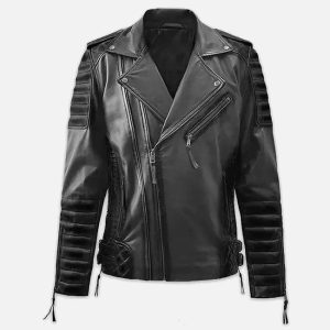 women’s black burnt biker leather jacket