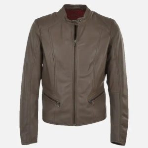 women’s simple moto chocolate brown leather jacket